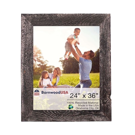 Barnwoodusa Rustic Farmhouse Reclaimed 24x36 Picture Frame (Smoky Black) 840075883098